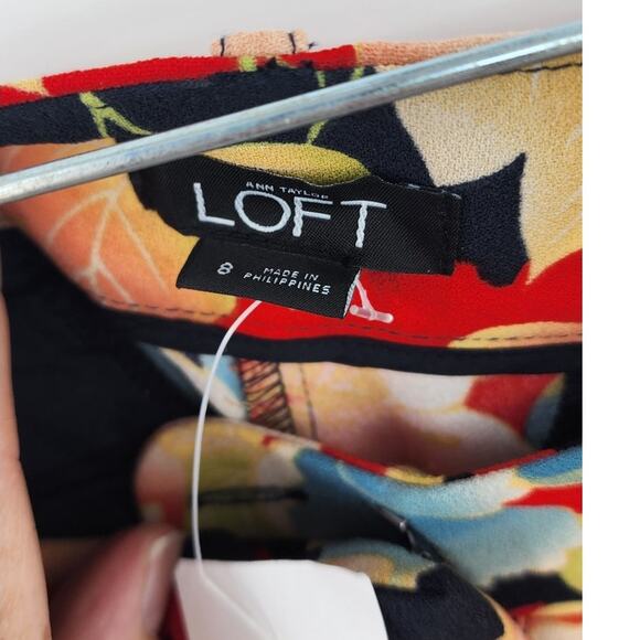 New NWT Ann Taylor Loft Floral Wide Leg Casual Office Pants Size 8 - Picture 7 of 8